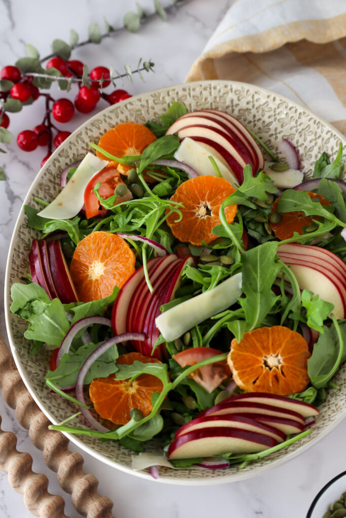 Apple citrus salad served on a platter