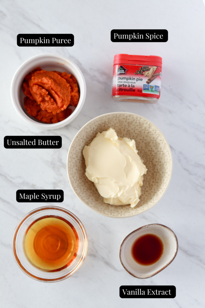 Ingredients used for whipped pumpkin butter recipe