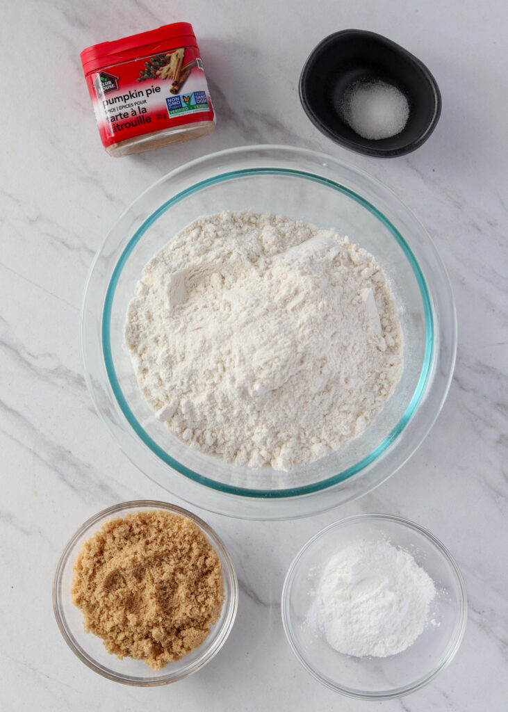 Dry ingredients for pumpkin pancakes