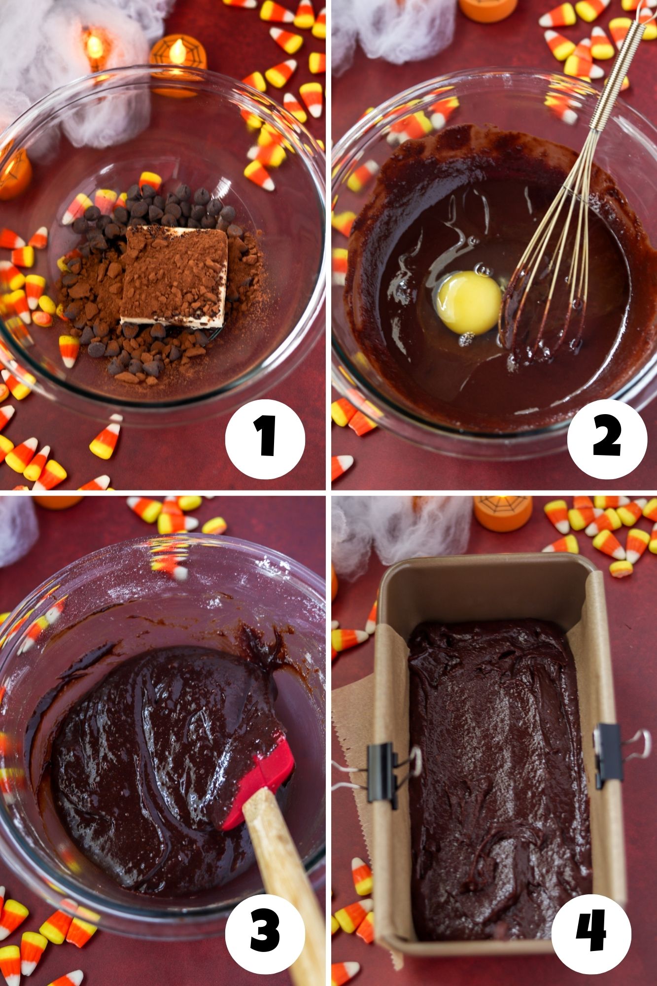 picture Collage on how to prepare the Halloween brownies 