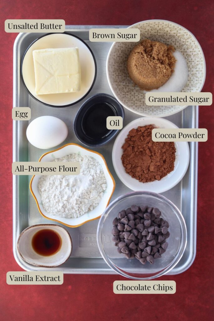 Ingredients to make the brownie 
