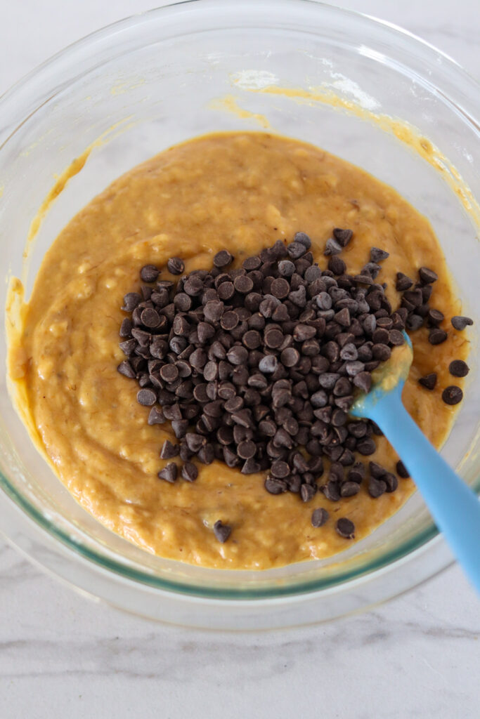 batter with chocolate chips