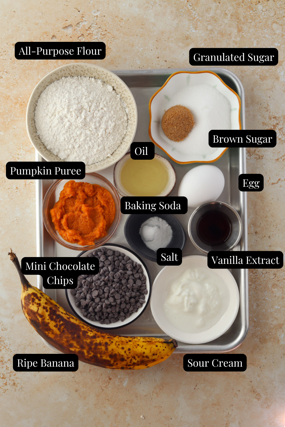 Image of ingredients for Banana Pumpkin Muffins 