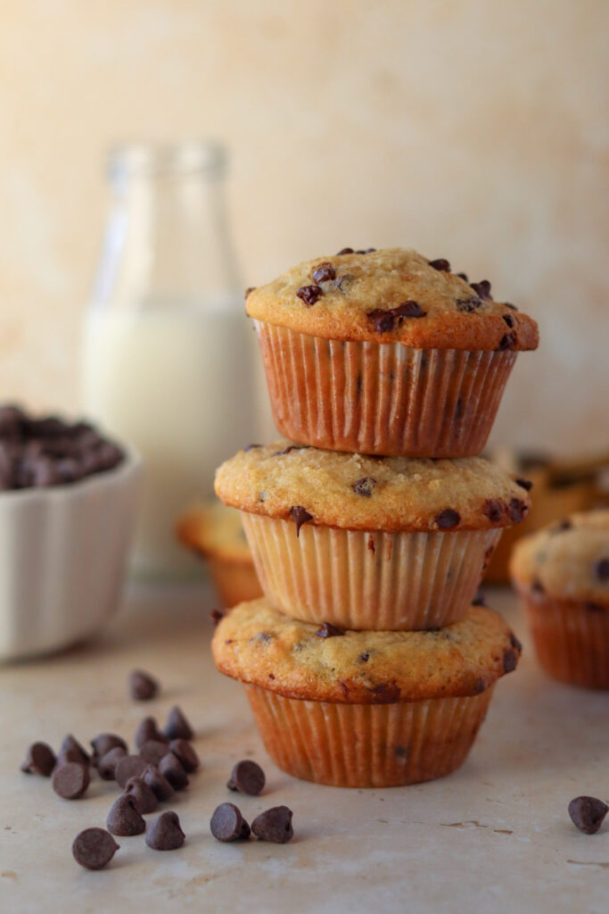 Stack of Chocolate chip muffins