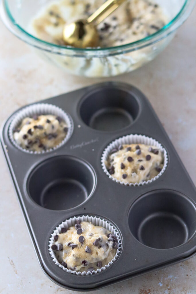 muffin tray filled with batter 