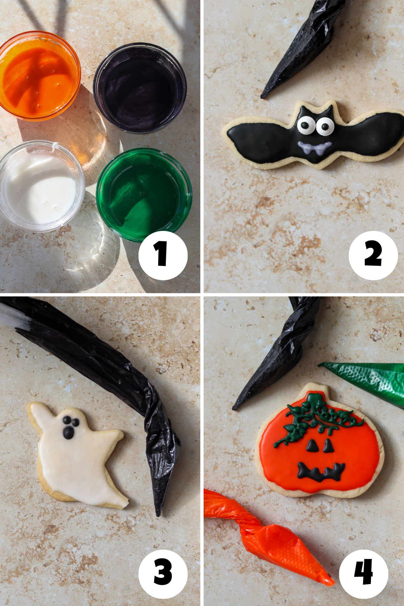 How to decorate the Halloween sugar cookies with royal icing 