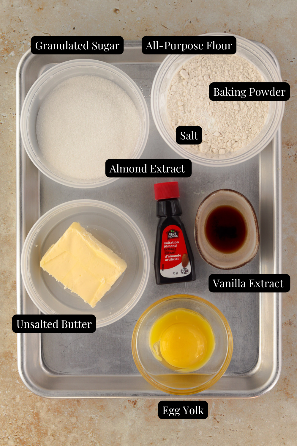 Ingredients for the sugar cookie dough 