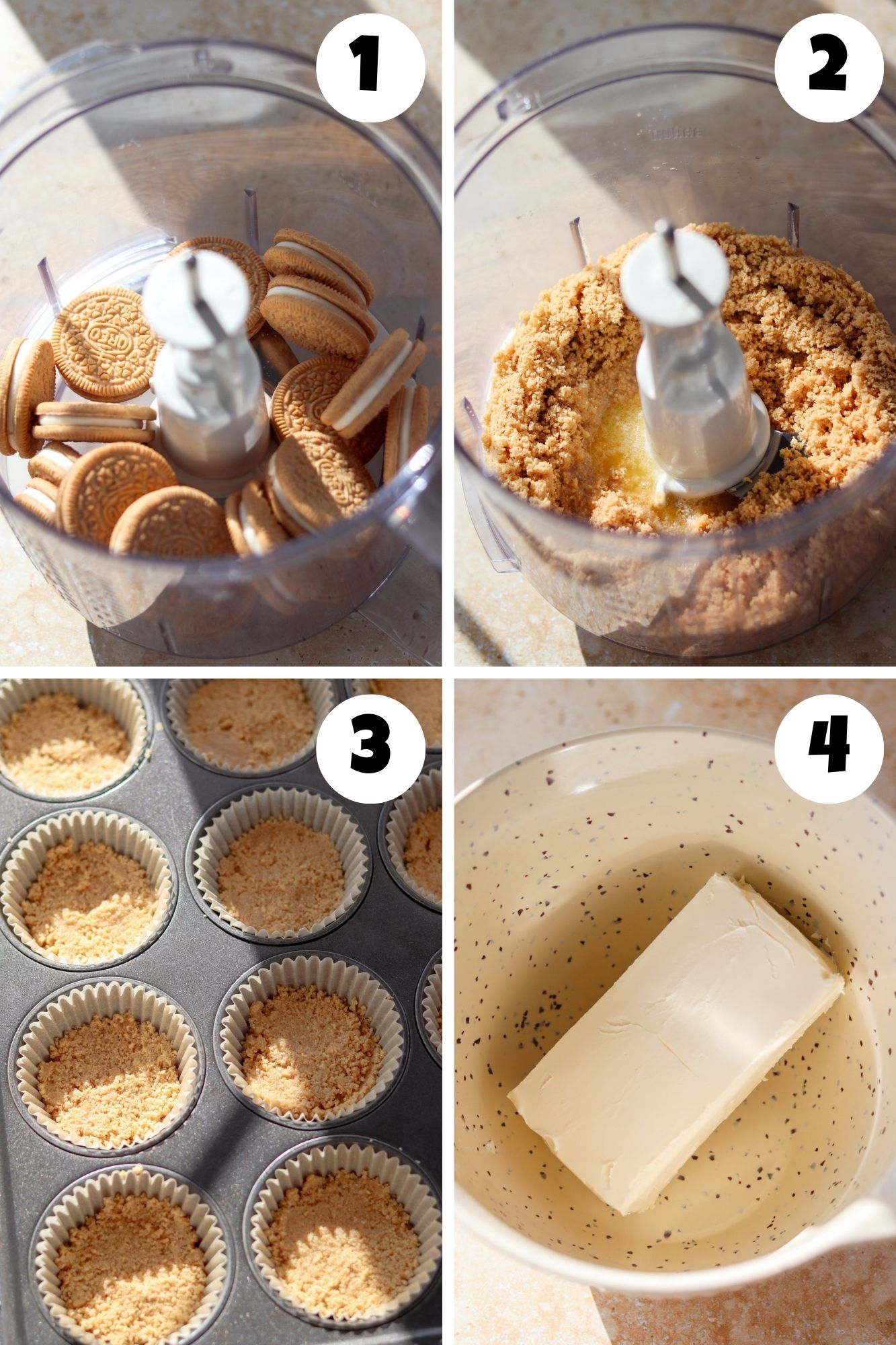 pumpkin cheesecakes steps 1 to 4