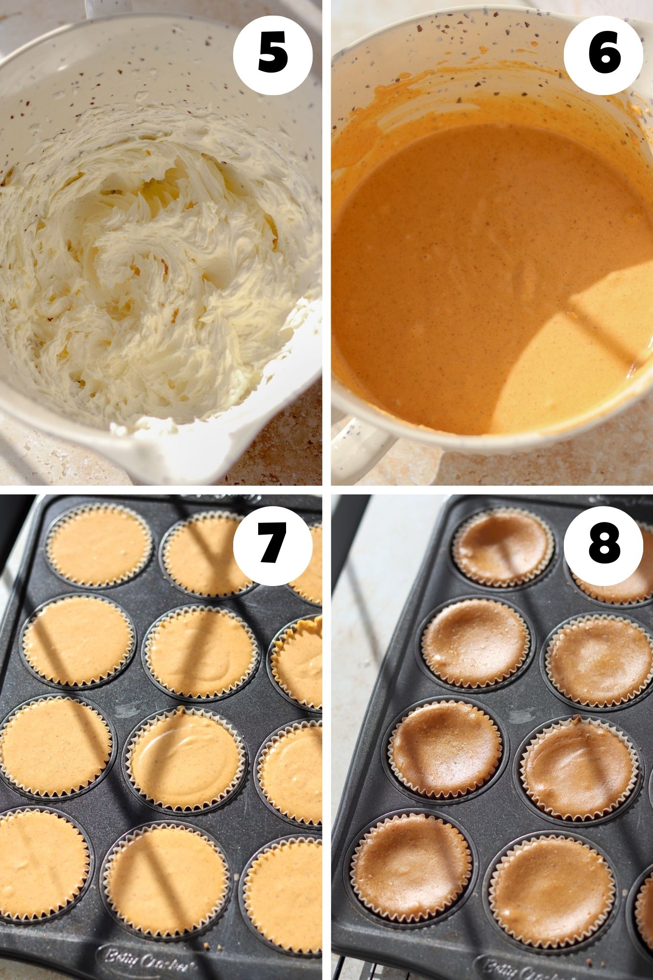 pumpkin cheesecakes steps 5 to 8