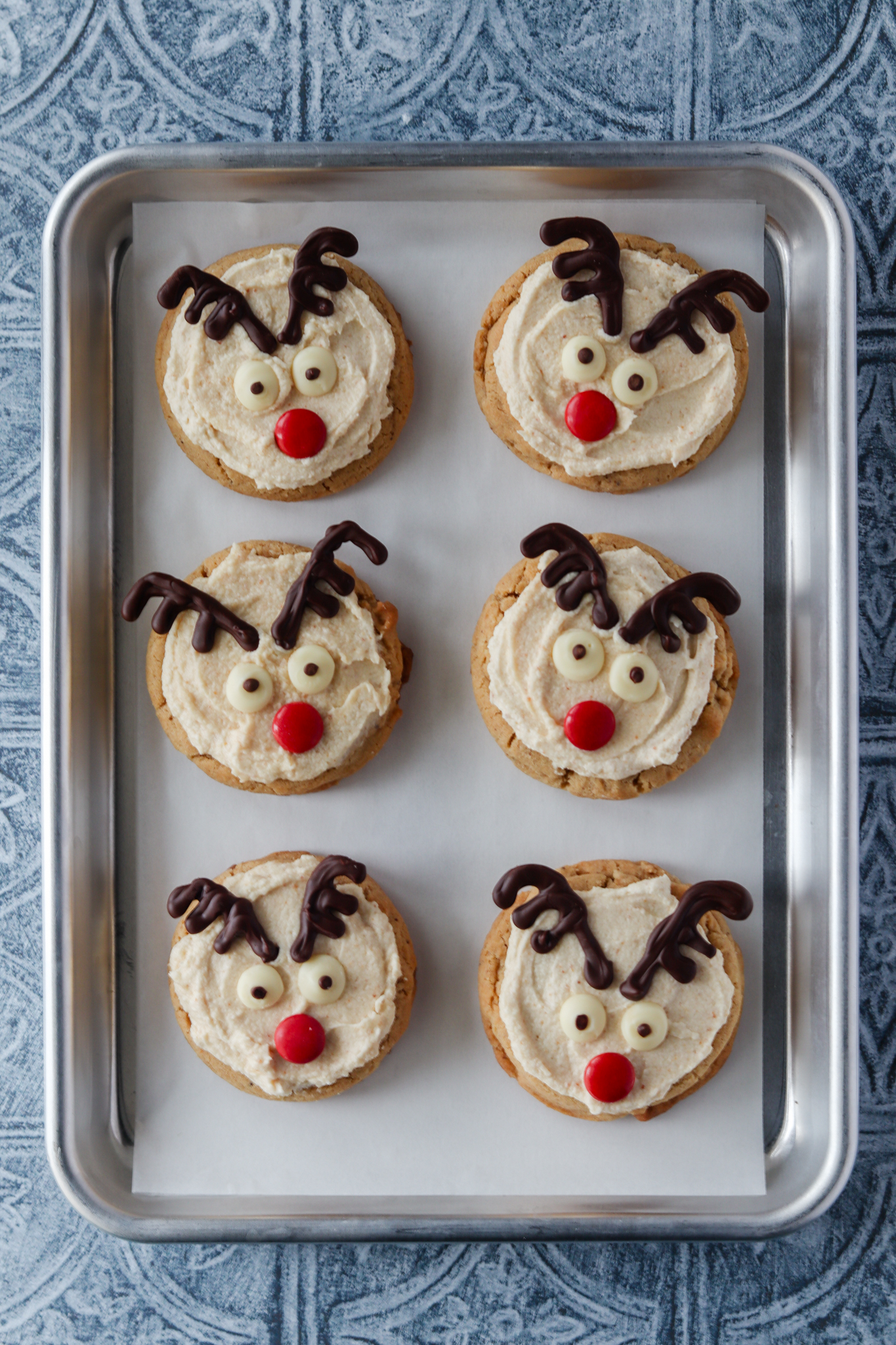 Brown Butter Reindeer Cookies on a tray
