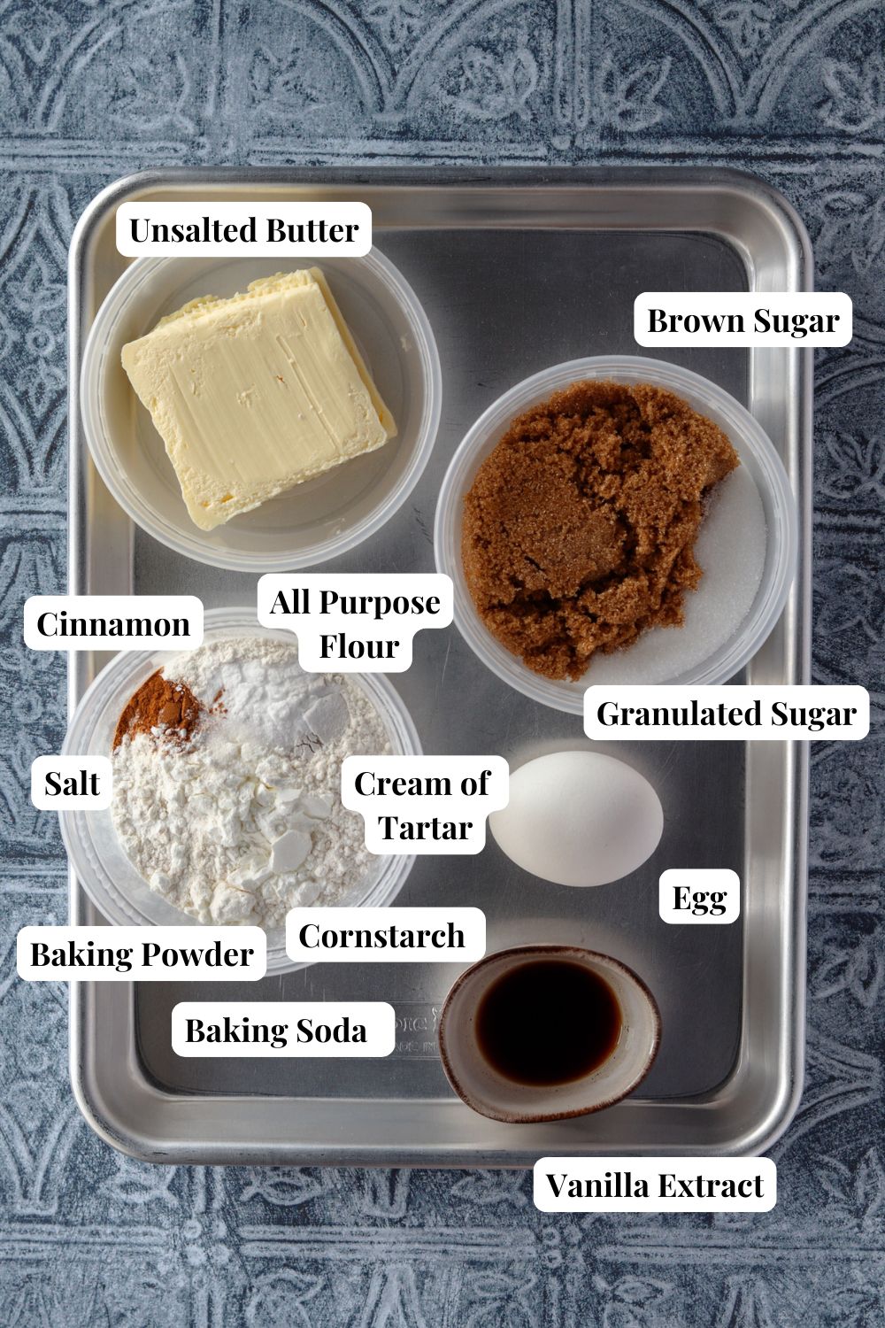 Ingredients for brown butter cookies 