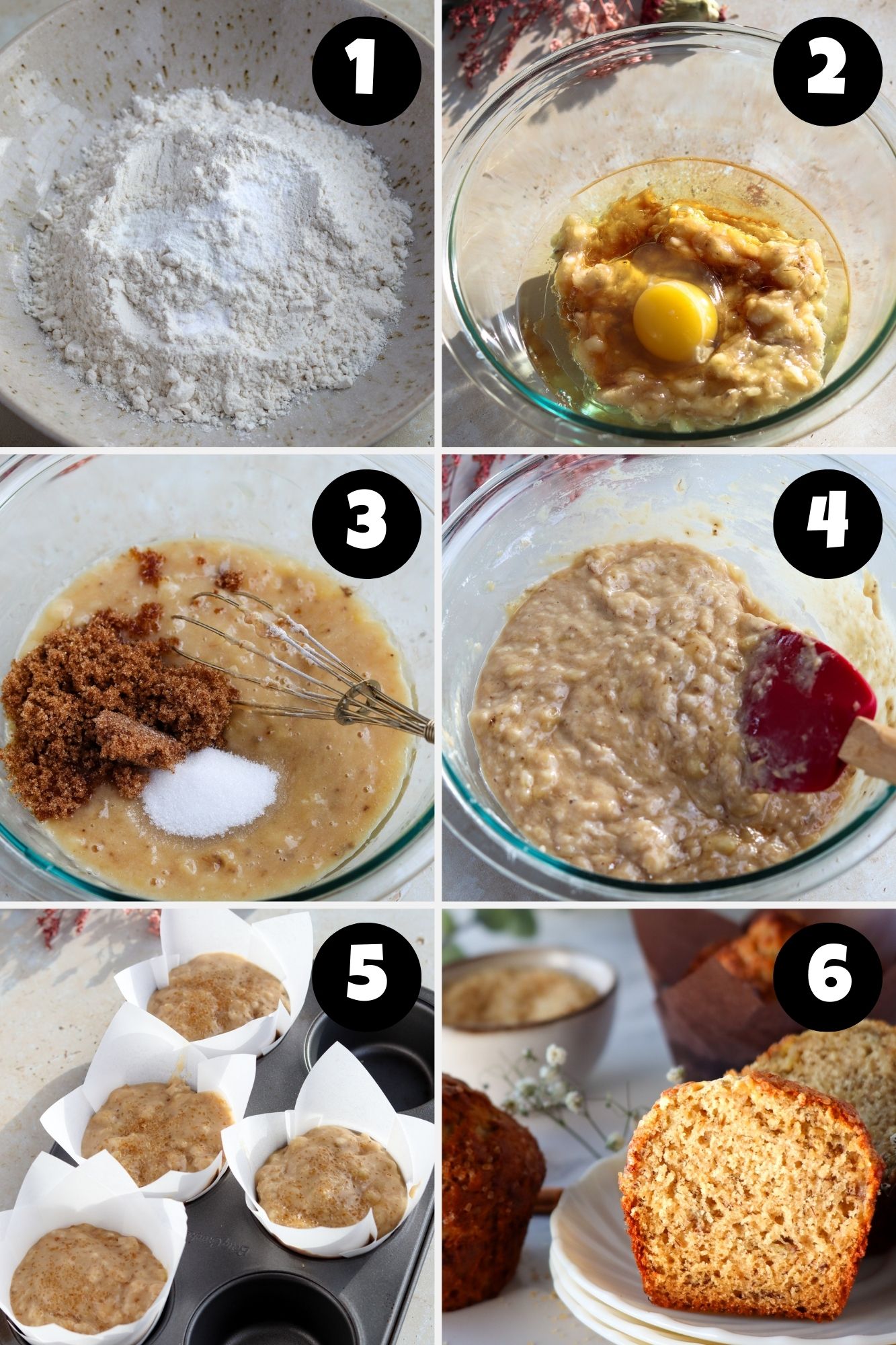 Step By Step Instructions for small batch banana muffins