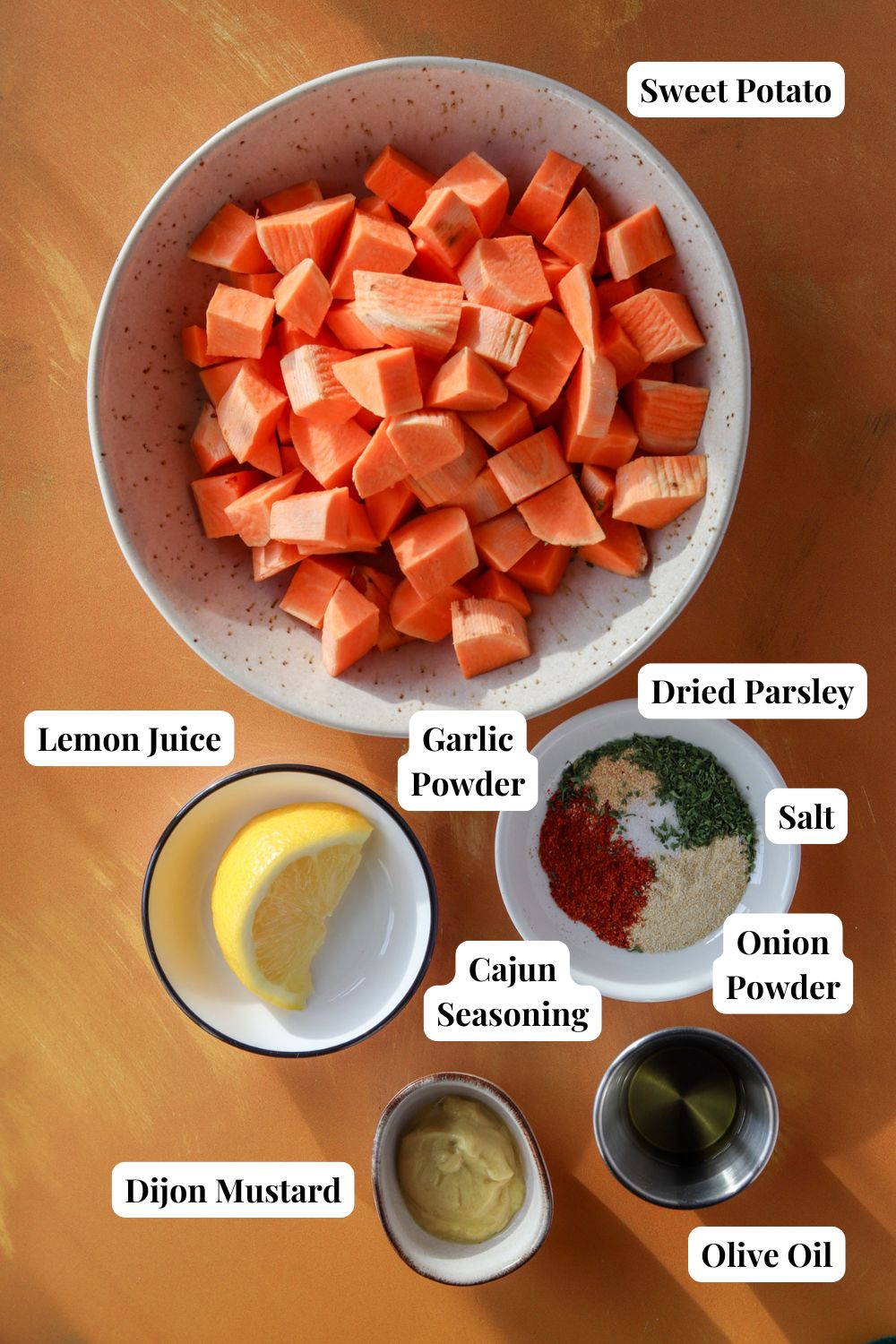 Ingredients for baking the sweet potato 