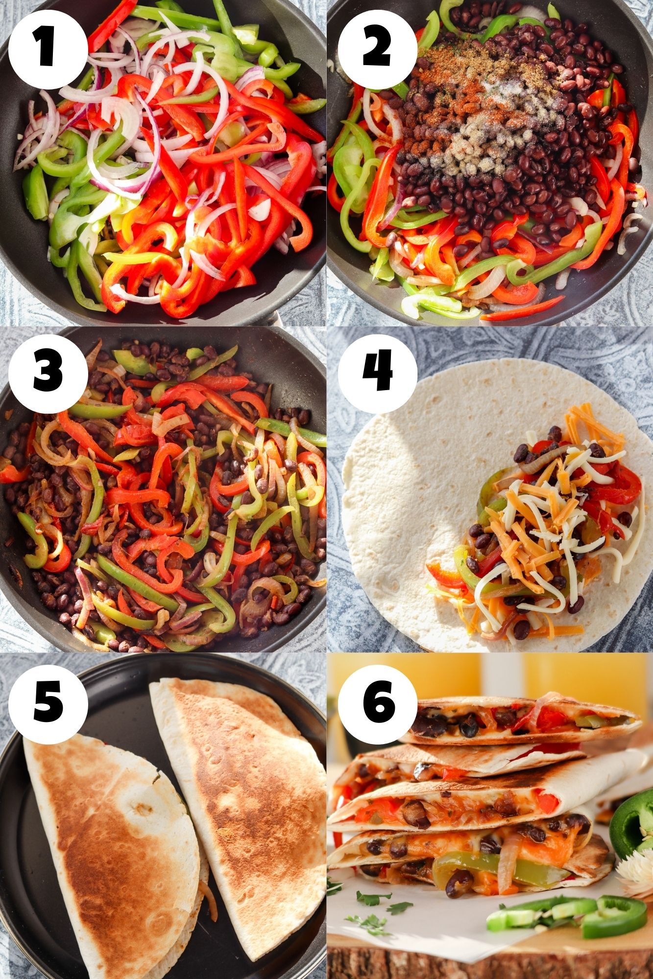 how to prepare and assemble black bean quesadillas 