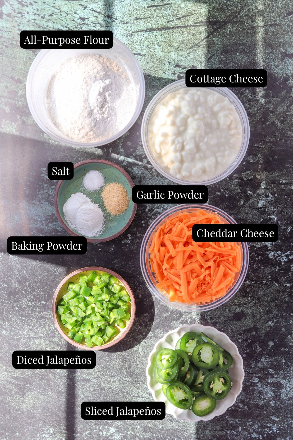 ingredients to make jalapeño cheddae cheese bagels
