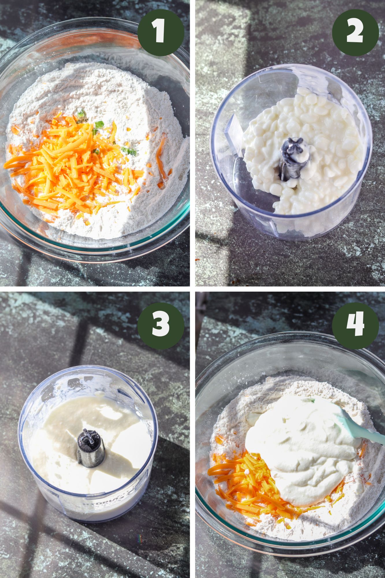 How to make cottage cheese bagels steps 1 to 4