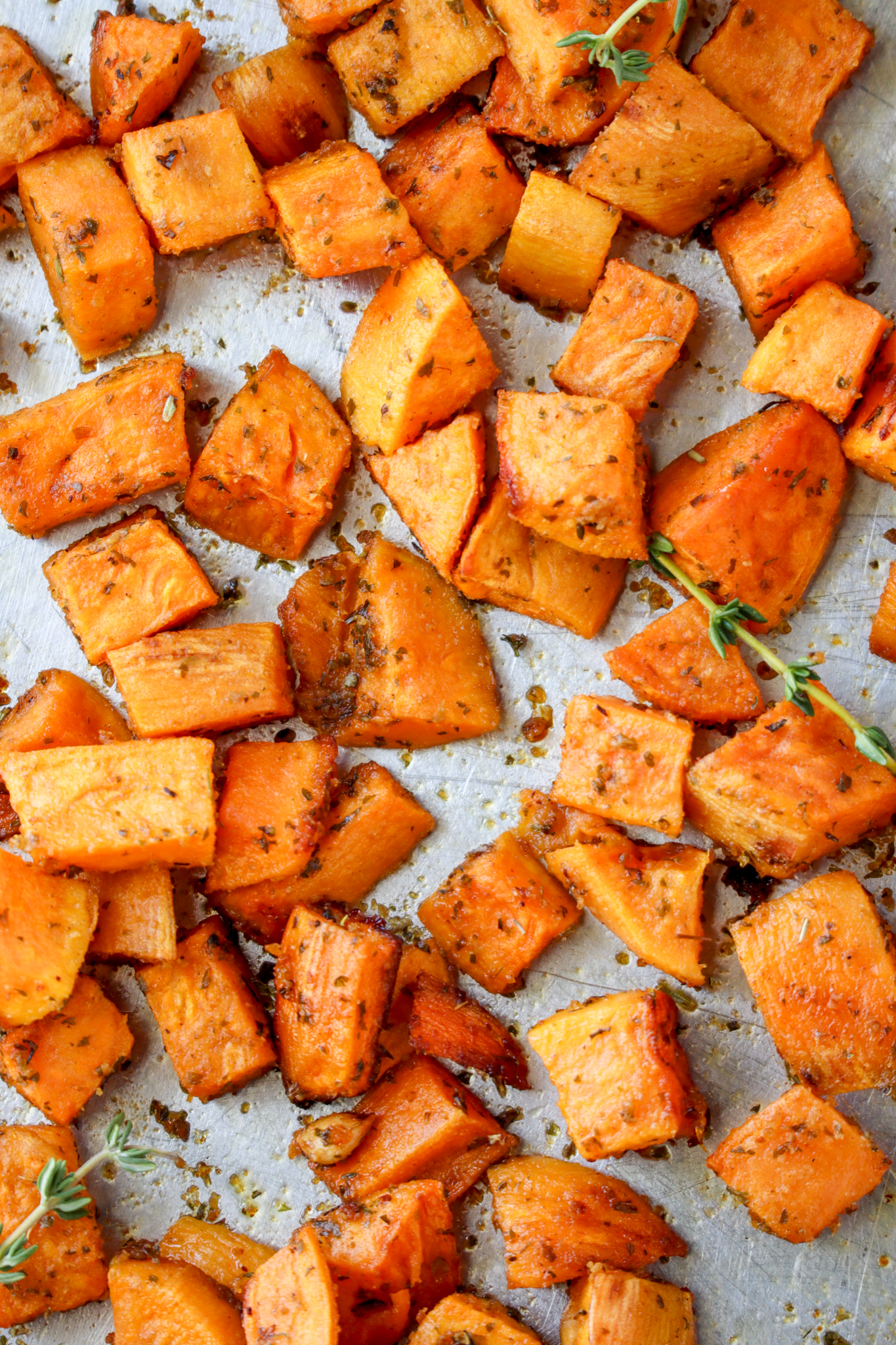 oven baked sweet potato cubes
