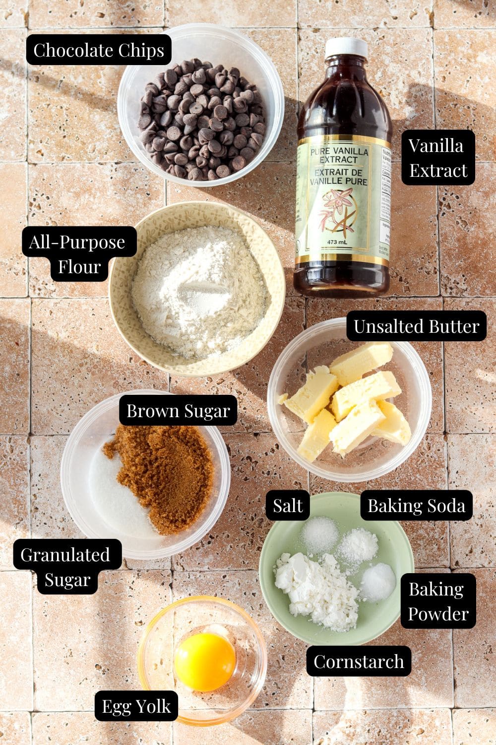 ingredients to bake small batch toffee cookies